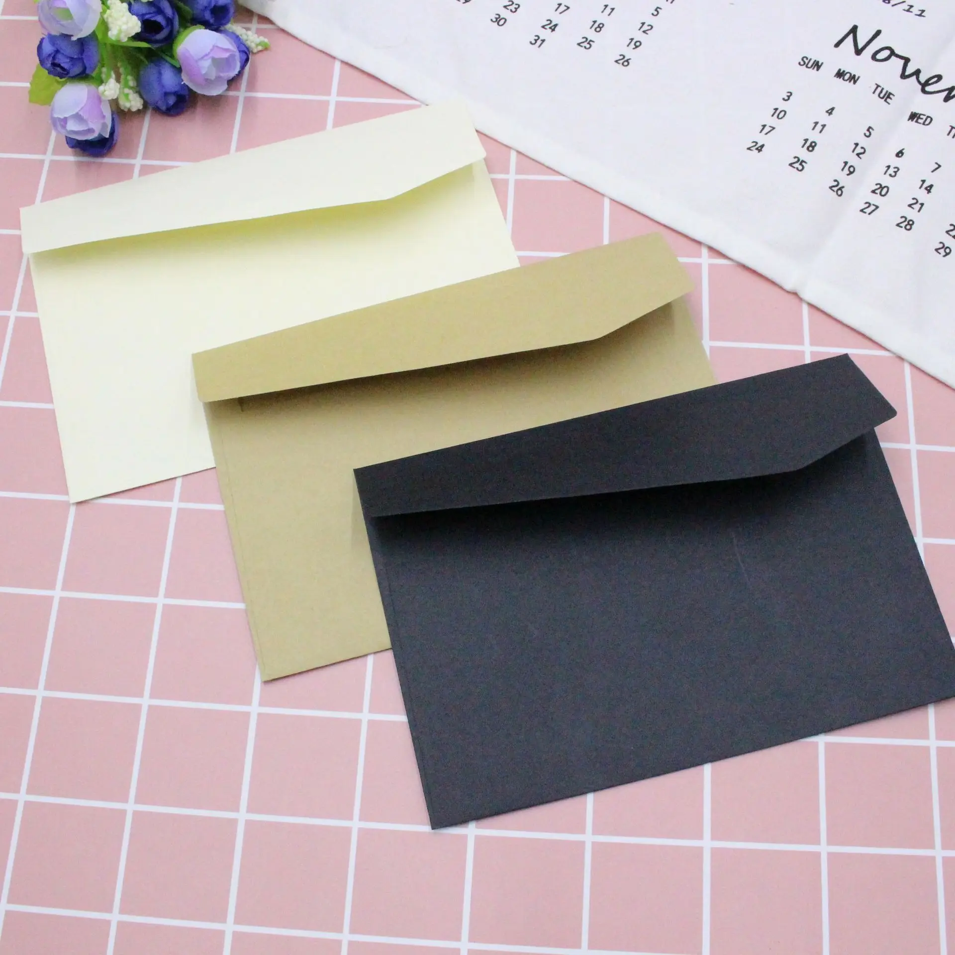 Envelope de presente para convite de casamento, mini envelope clássico branco preto com estampa kraft, em branco, janela de papel, envelope com 10