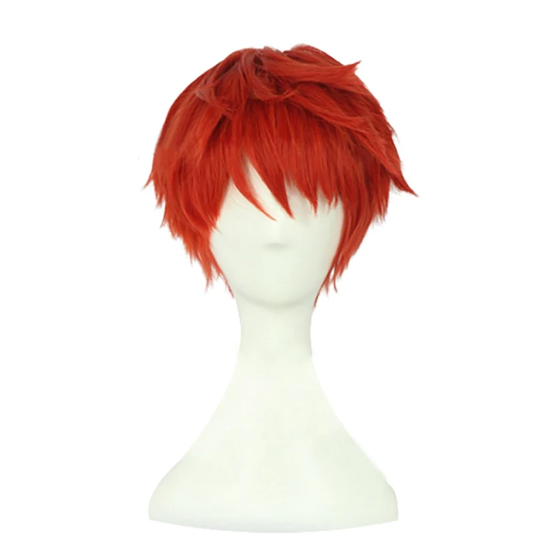 FGO Shirou Emiya Red Short Anime Heat Resistance Cosplay Hair Wig + a wig cap