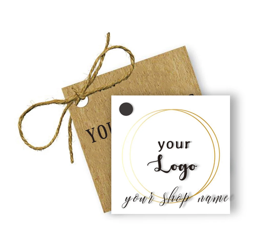 Customised Business Tags You Logo Here Swing Tag Small Bag Tags Clothing Hang Tags Jute thread Long Rectangle Made To Order