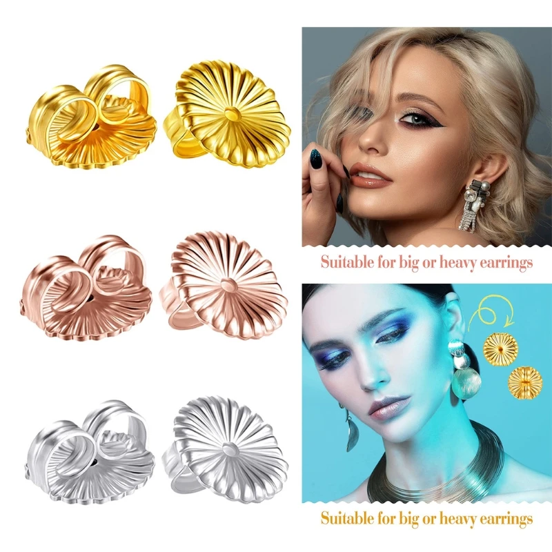 1/2/3 Pairs Earring Backs Large Earring Secure Earring Lifters Backs Adjustable Earring for Droopy Ear Heavy Support