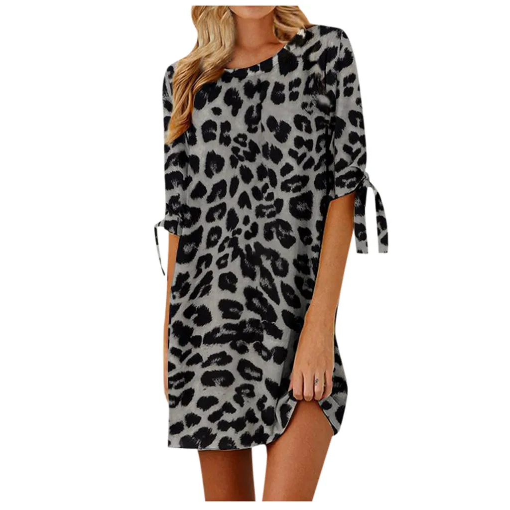 

New Summer Dress 2021 Fashion Women Leopard Print Sexy Party Dress Casual Loose Half Sleeve Mini Dress Short Sundress robe