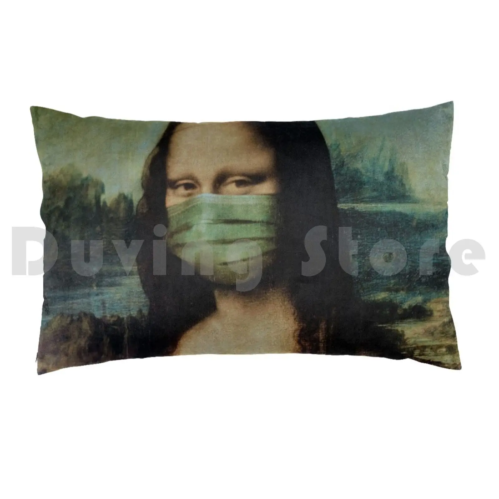 Mona Lisa With Face Pillow Case Printed 35x50 Monalisa Face Mona Lisa Foto Leonardo Davinci Paris France