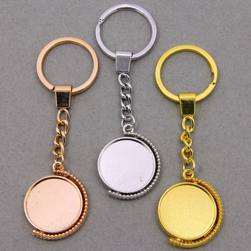 2 sztuk obrotowy cabochon gładki brelok 25mm wisiorek baza, używane do brelok wisiorek DIY tworzenia biżuterii rękodzieło