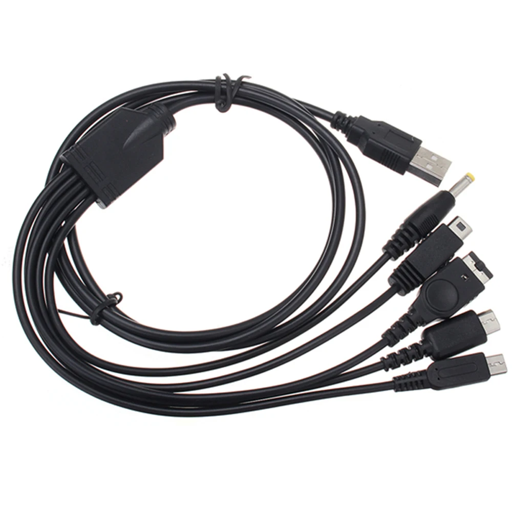 5 In 1 USB Game Charging Cable for NDS Lite / Wii U / New 3DS XL LL /2DS / GBA SP / PSP 1000 2000 3000 Charger Cable Cords