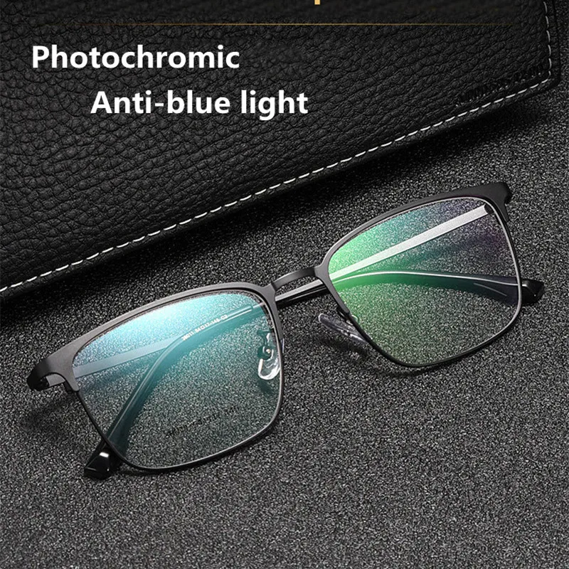 Blue Light Blocking Reading Glasses Men Photochromic Presbyopia Eyeglasses Prescription Glasses For Hyperopia with Diopter +1.25