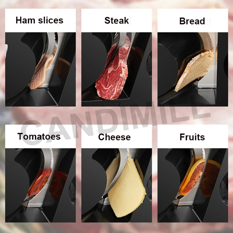 كانديميل 220 فولت لفات لحم الضأن الكهربائية قطاعة اللحوم المفرمة المنزلية الصغيرة الخبز آلة تقطيع الطعام