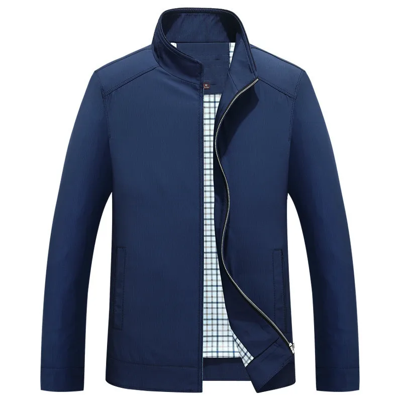 

2020 New Men's Fashion Stand Jackets Slim Solid Color Outerwear Male Zipper Windbreake Coat Fit Spring And Autumn