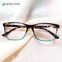 BONCAMOR Stylish Rectangular Reading Glasses, Spring Hinge, Male and Female Readers Eyeglasses, Diopter 0.5 1.75 2.0 3.0 4.0...