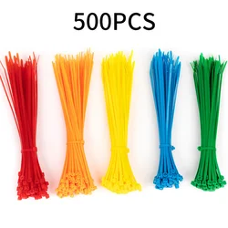 500Pcs Self-Locking Nylon Ties Wire Cable Zip Ties Self Lock Organiser Fasten Cable 9 Colors 4X200mm 5X200mm