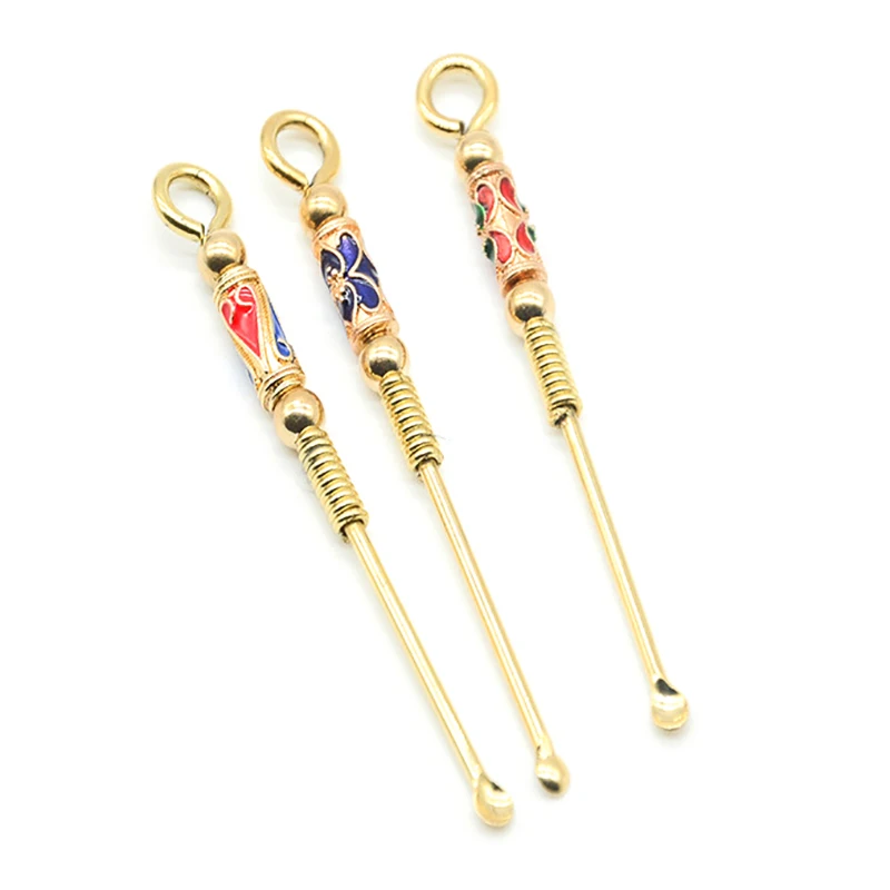 1pc Ear Spoons Retro Brass Portable Ear Cleaning Tool Ear Pick Ear Wax Remover Curette Cleaner Keychain Pendants