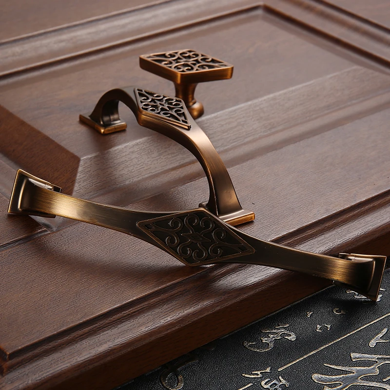 AOBT American Antique Bronze Kitchen Cabinet Handle Dressers Vintage 128mm Drawer Knobs Wardrobe Door Furniture Pens Hardware