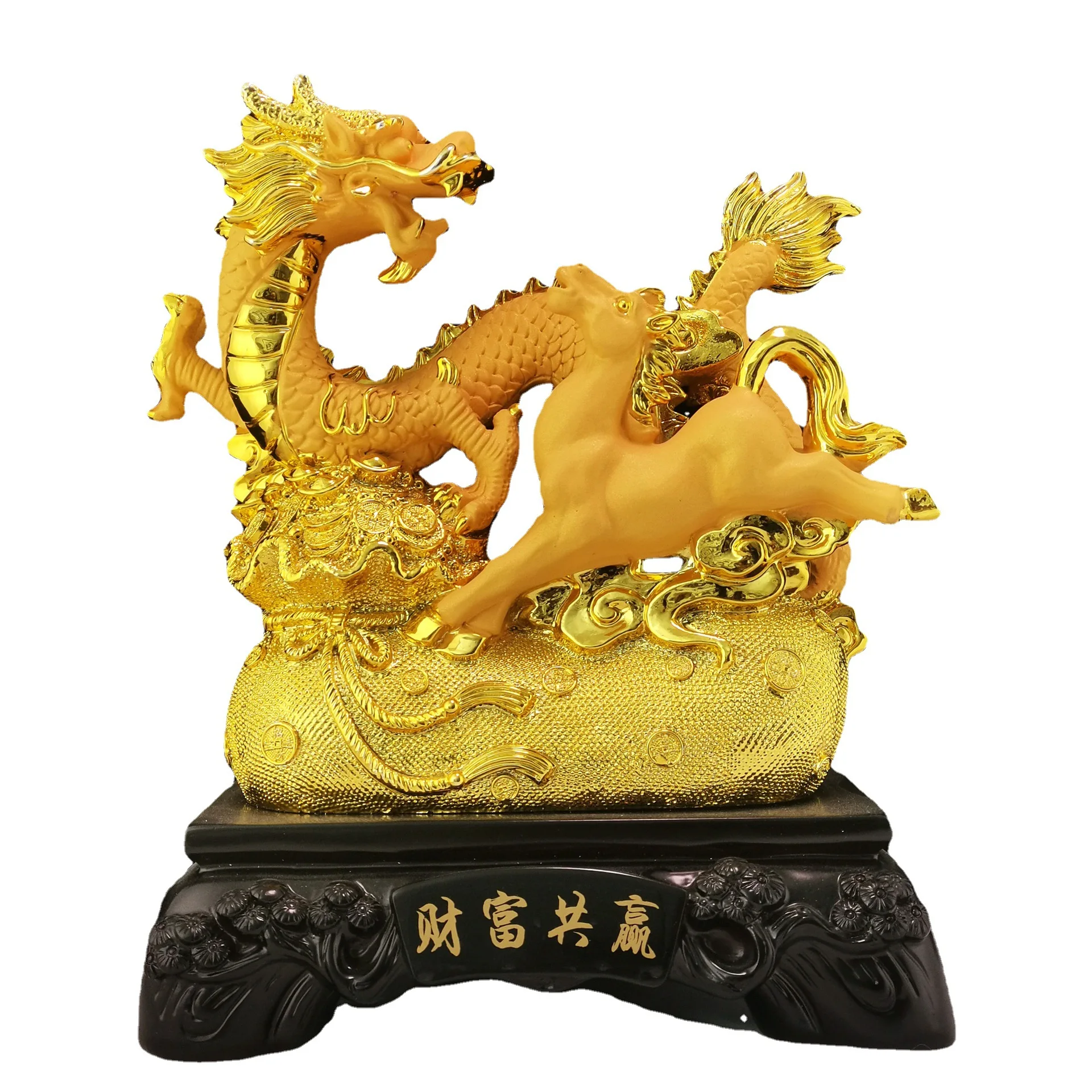 Diwansi resin gold placer Longma spirit ornaments and crafts will make a fortune immediately. Home decoration and lucky shop