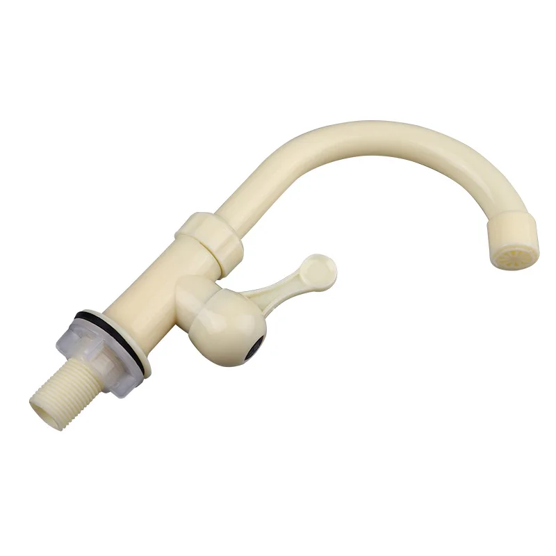 Plastic Kitchen Mixer Faucets Senducs Single Cold Kitchen Mixer Taps Deck Mounted ABS Single Cold Kitchen Sink Mixer Faucet