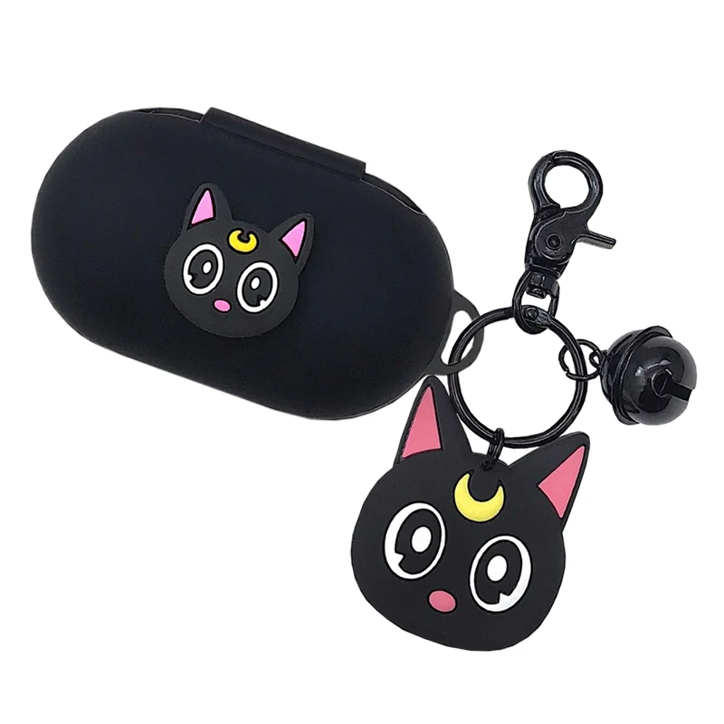 Cartoon Silicone Cover for Samsung Galaxy Buds / Buds+ Case Wireless Bluetooth Earphone Cover Cute Cat Keyring Pendant