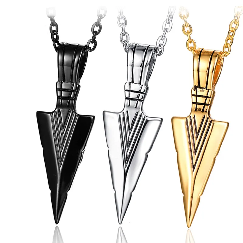 Never Fade Amazing Price ARROWHEAD KUNAI PRIMAL NECKLACE FOR MEN SPEARHEAD JEWELLERY STAINLESS STEEL TRIBAL SURF PENDANT JEWELRY