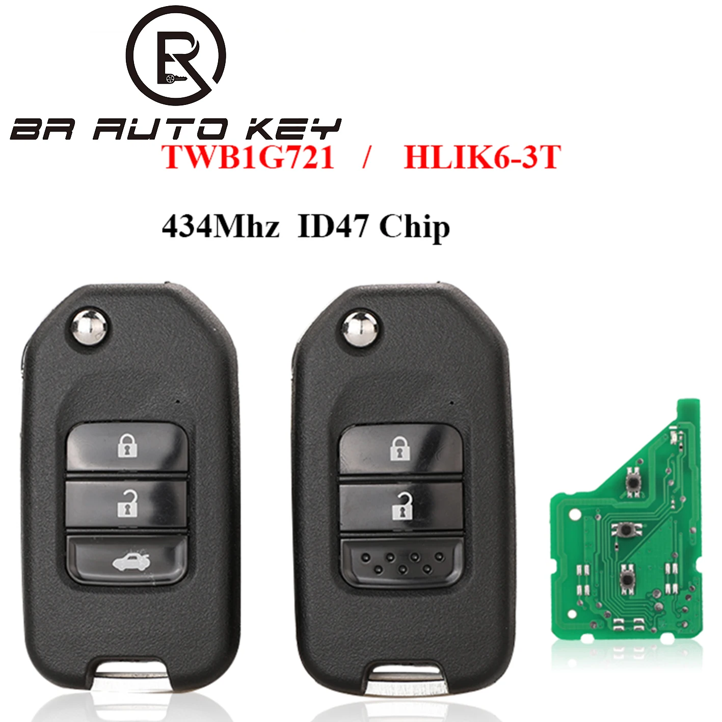 

2/3 Buttons Remote key Fob for Honda Civic Accord City CR-V Jazz XR-V Vezel HR-V FRV Remote Key 434Mhz ID47 HLIK6-3T TWB1G721