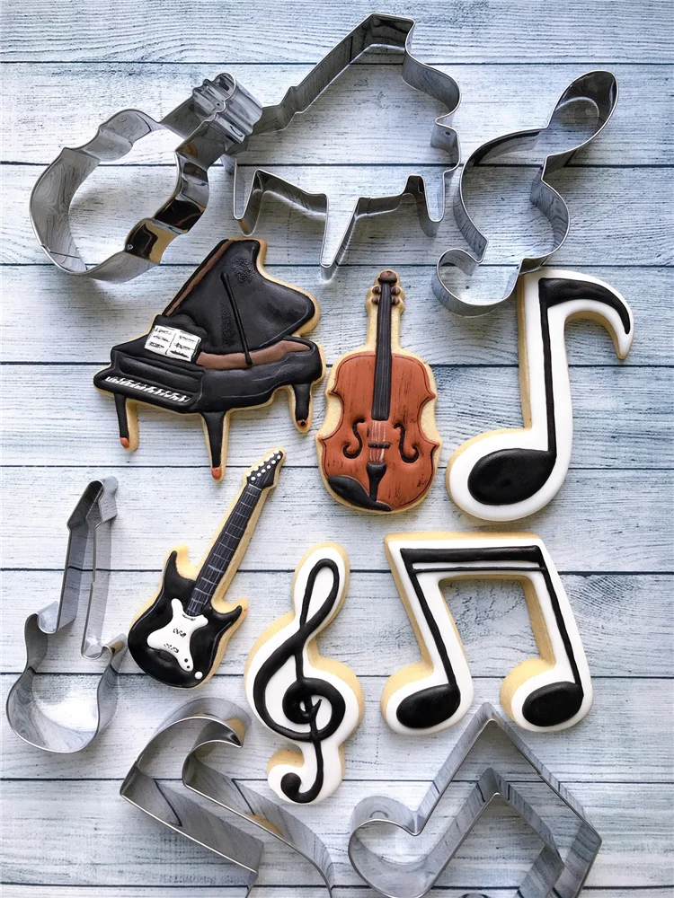 KENIAO Music Cookie Cutters, Violin, Piano, Guitar, Music Note Biscuit Fondant Cutters