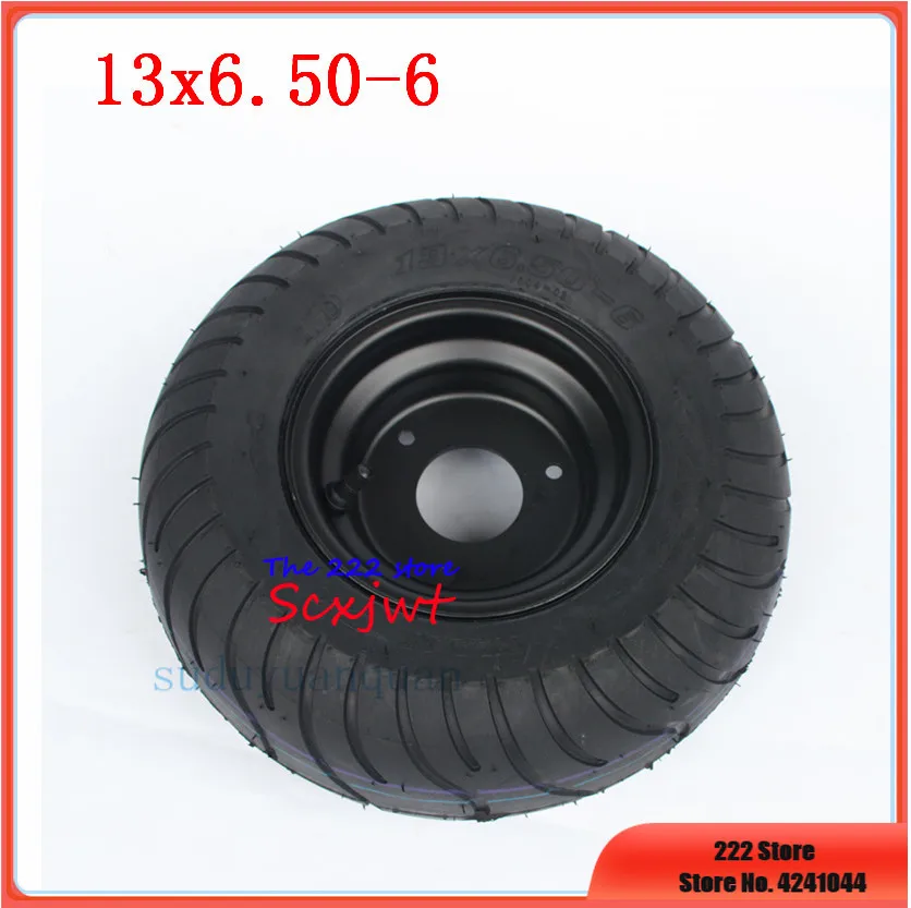 Tubeless Tire wheels 13×6.50-6 for ATV QUAD Golf Buggy Mower Go-kart Lawnmowers 13 inch Vacuum tyre and 6” alloy wheel hub kits