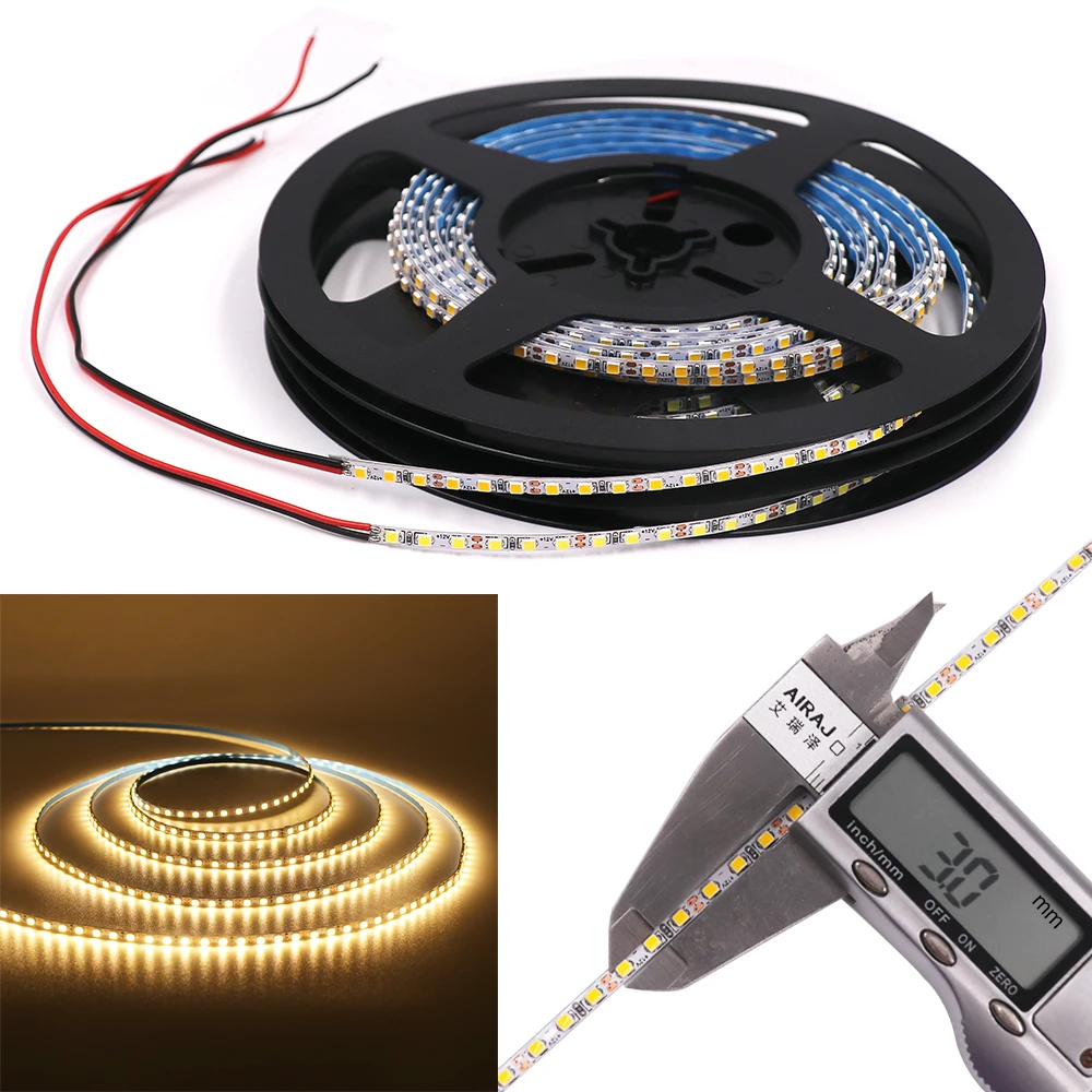 5M LED Strip Light SMD 2025 168Leds/M 3MM Flexible Led Lights Led Tape White/Warm White Kitchen Cabinet Lamp Night Light DC12V