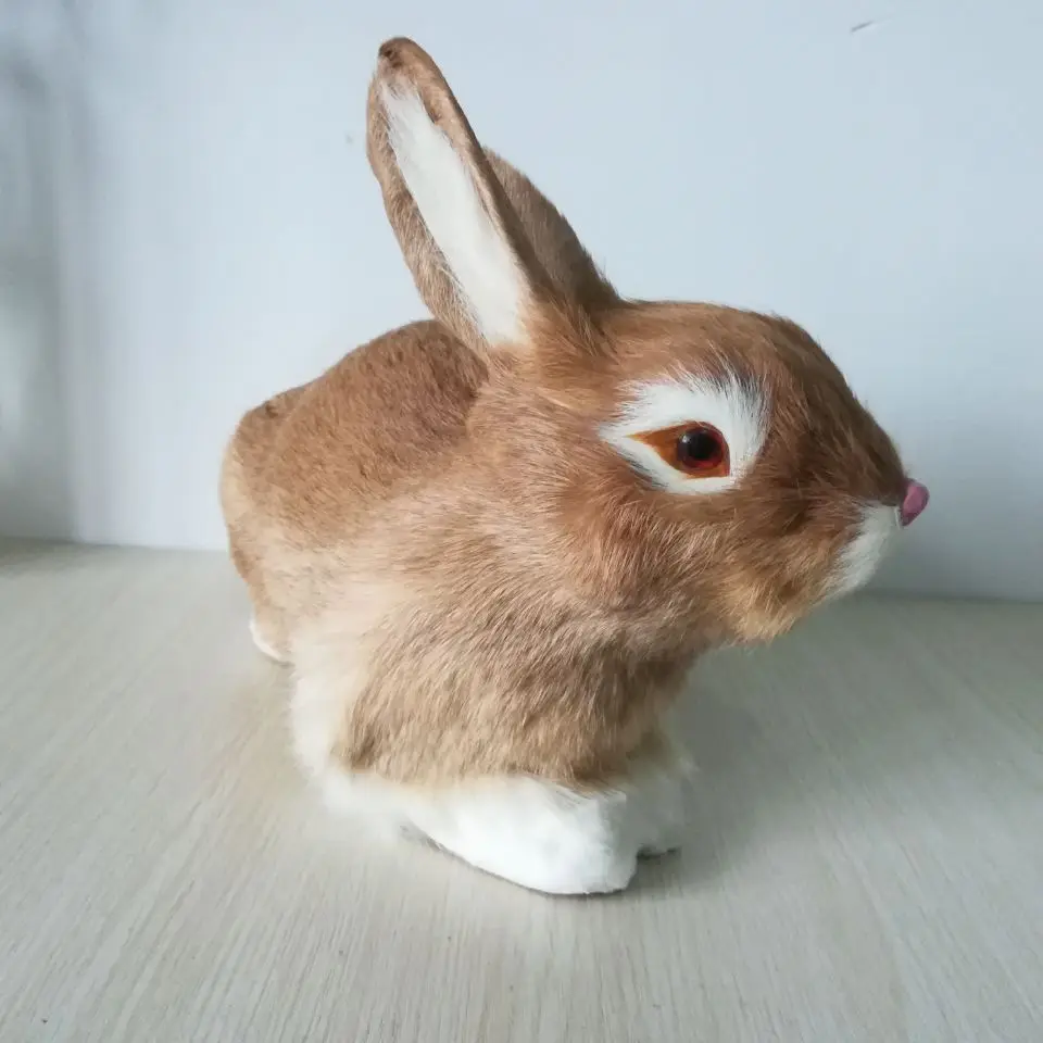 real life toy simulation rabbit plastic&furs prone rabbit large 33x16x22cm hard model prop handicraft home decoration gift s4012