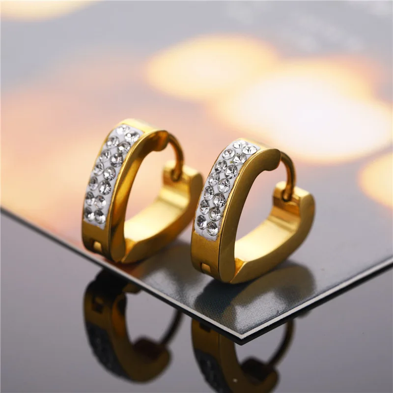 1 Pair Punk Men/Women Small Ear Circle Earrings Stainless Steel Piercing Ear Buckles Heart Round Hoop Earring Gothic Jewelry