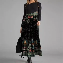 Vintage Women Long Dress V-Neck A-Line Dress 2024 Autumn Elegant Long Sleeves Slim Party Dresses Ladies Casual Loose Vestidos