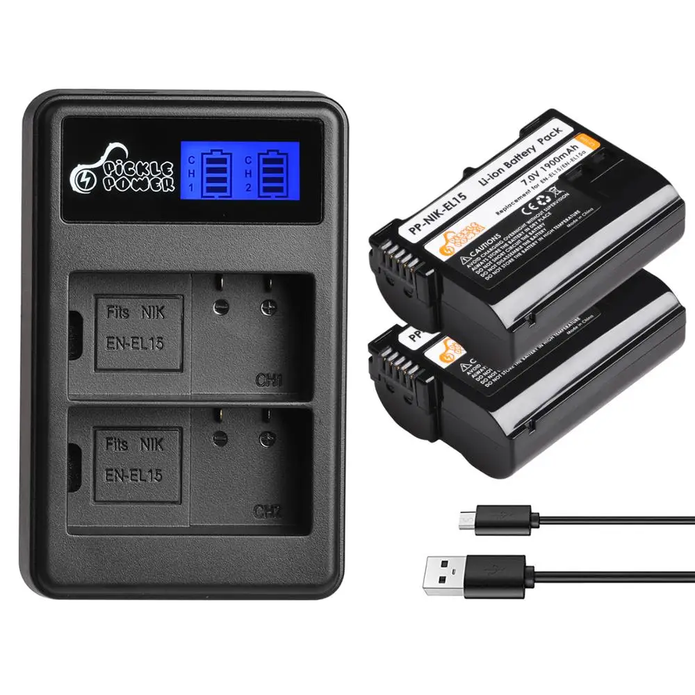 

EN-EL15 EN EL15 EL15A 1900mAh Digital Camera Battery LCD USB Charger For Nikon D500 D600 D610 D750 D7000 D800 D850 D810