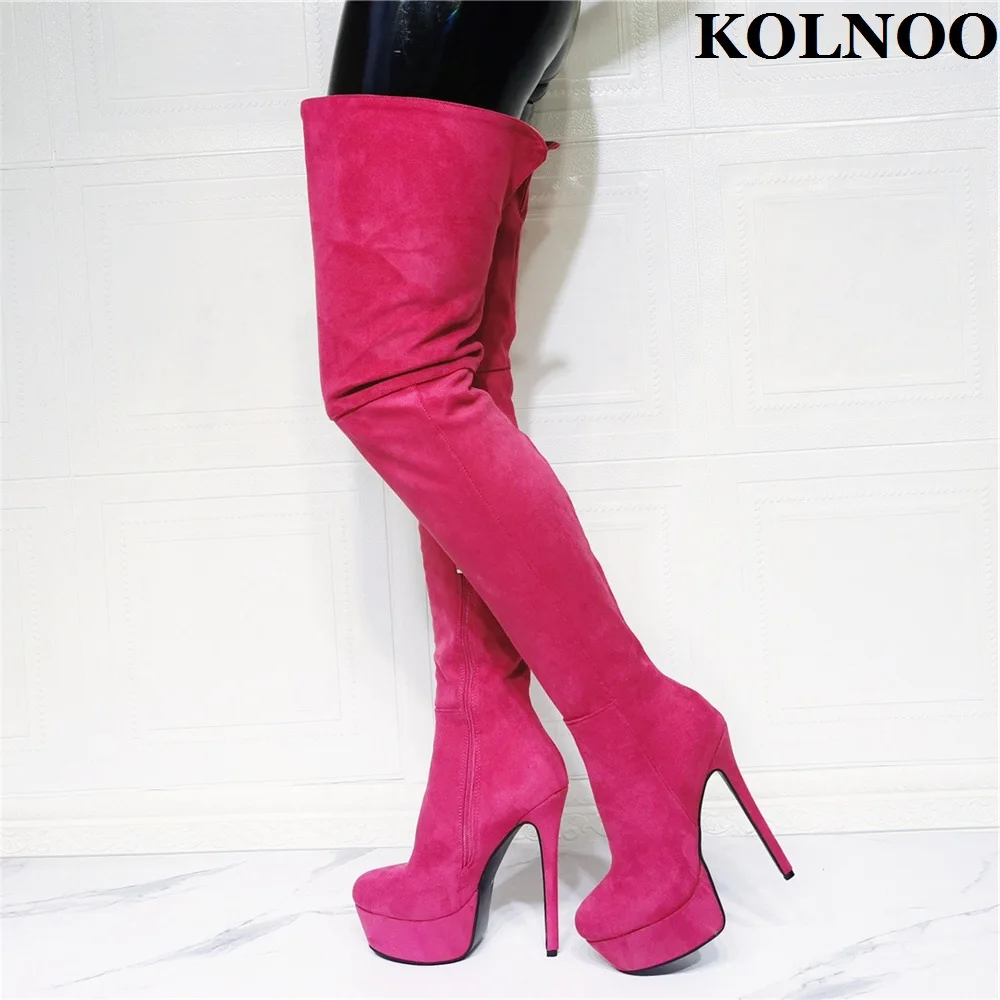 

Kolnoo New Eurolish Style Handmade Women High Heel Boots Real Pictures Sexy Platform Over Knee Boots Evening Club Fashion Shoes