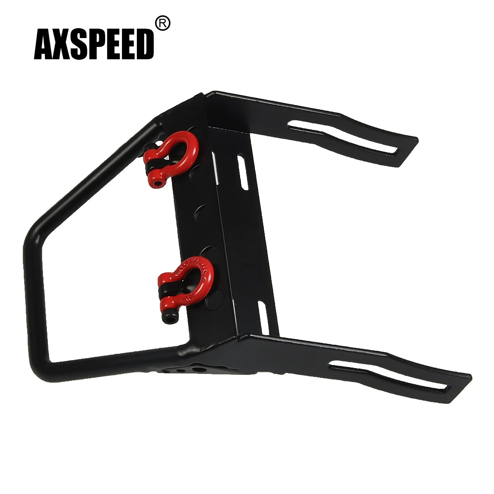 AXSPEED Metal Front Bumper with Winch Mount Shackles for Axial SCX10 TRX-4 D90 CC01 1/10 RC Crawler Car Model Upgrade Parts