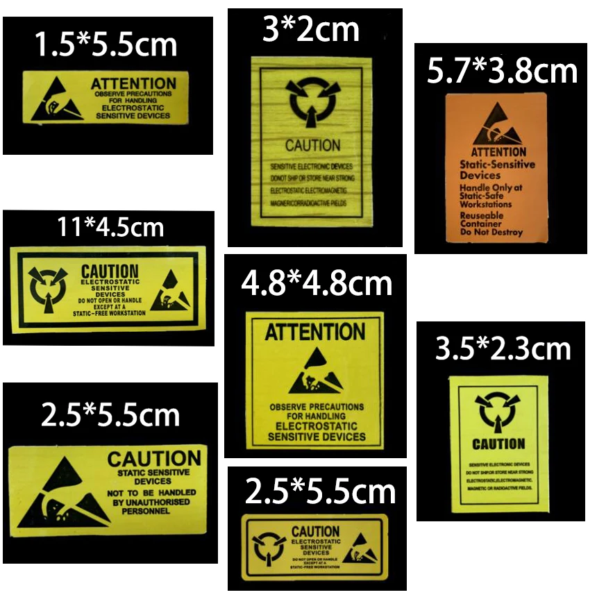 4.8*4.8cm 4.8x4.8cm 5.7*3.8 5.7x3.8cm Electrostatic Sensitive Device ESD Anti Static Caution Warning Self-Adhesive Sticker Label