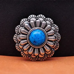 30MM 11 Colors Beauty Bead 3D Flower Leathercraft Project Belt Accessories Saddle Handbag Silver Conchos Screw Back