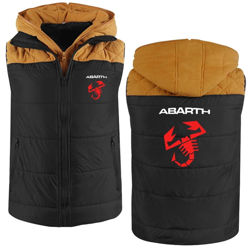 Men's jackets Abarth car logo Print Casual Hip Hop Harajuku Men's sleeveless Hoodie zipper Jacket Man Hoody Clothing