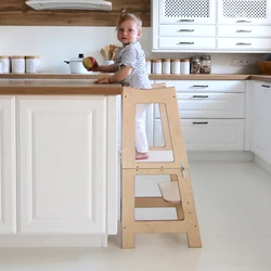 XIHATOY Sgabello per apprendimento per bambini Torre per bambini Sgabello pieghevole in altezza Torre per apprendimento Sgabello per ausilio da cucina Montessori