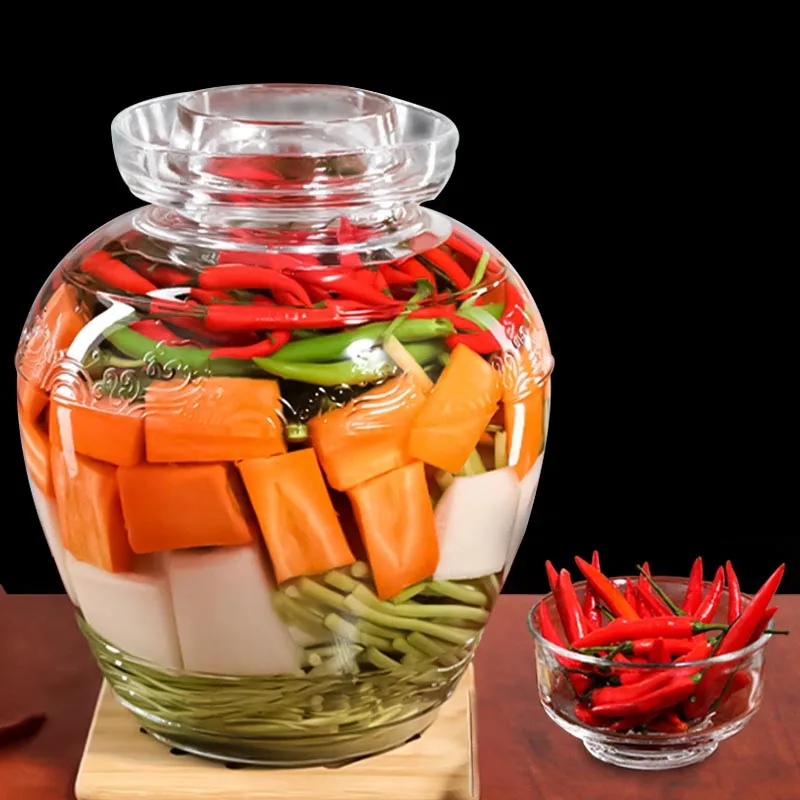 Thicken Transparent Glass Pickle Jar Sichuan Home Kimchi Jars Vegetables Pickling Container Pickles Storage Sealed Tank Food Can