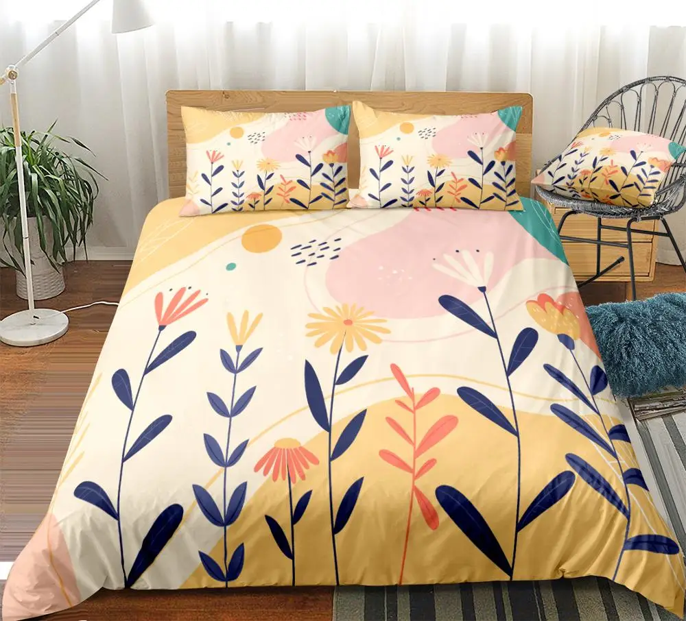 

Sunflower Bedding Set Cartoon Kids Duvet Cover Set Floral Bed Linen Girls Boys Home Textile Flowers Bed Set Microfiber Bedcloth