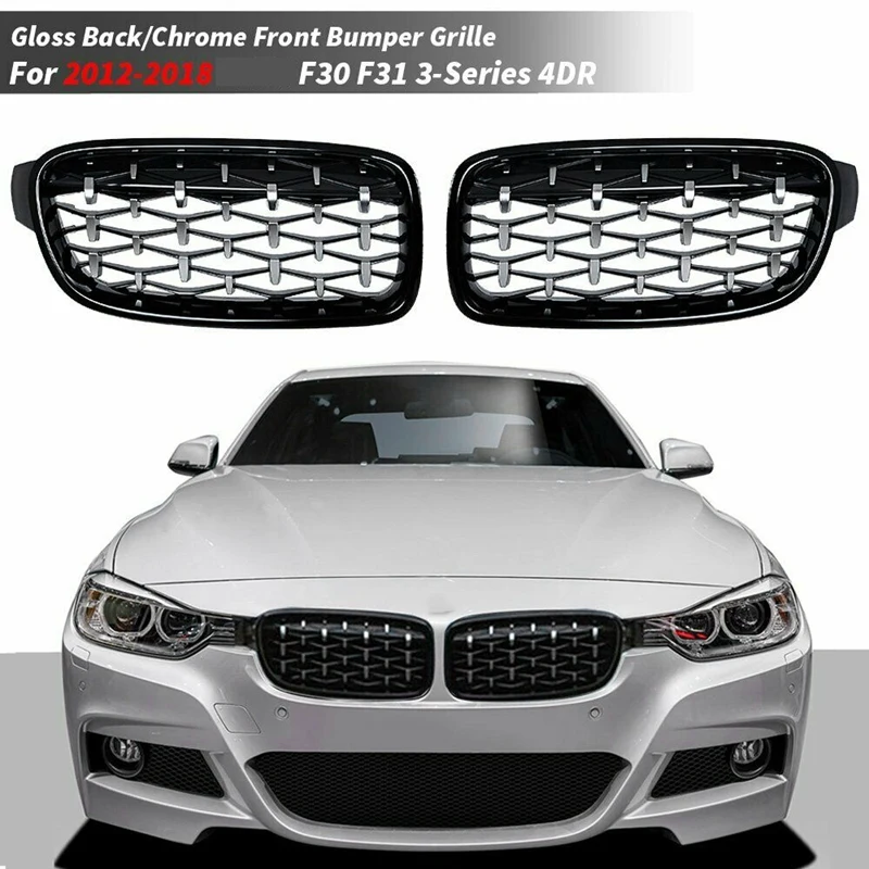 Front Kidney Grill, Front Hood Diamond Grille Meteor Grill for-BMW F30 F31 F35 320I 328I 335I 2012-2018