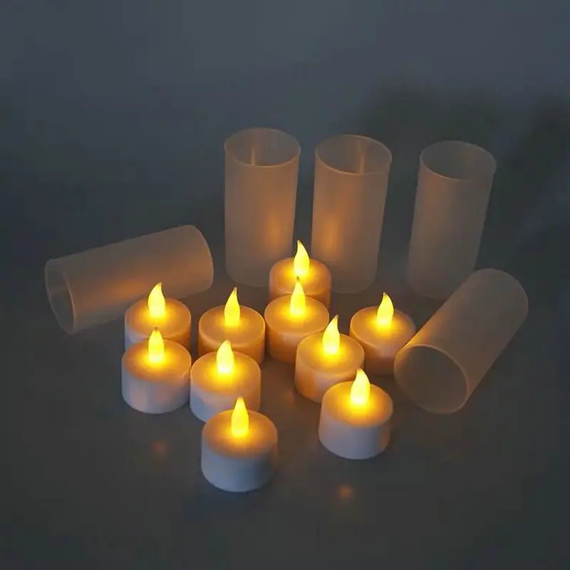 Pack of 6/12pcs Rechargeable Flameless Led TeaLight Candle w/Difused Votives lamp Xmas wedding party 110V/220V optional-AMBER