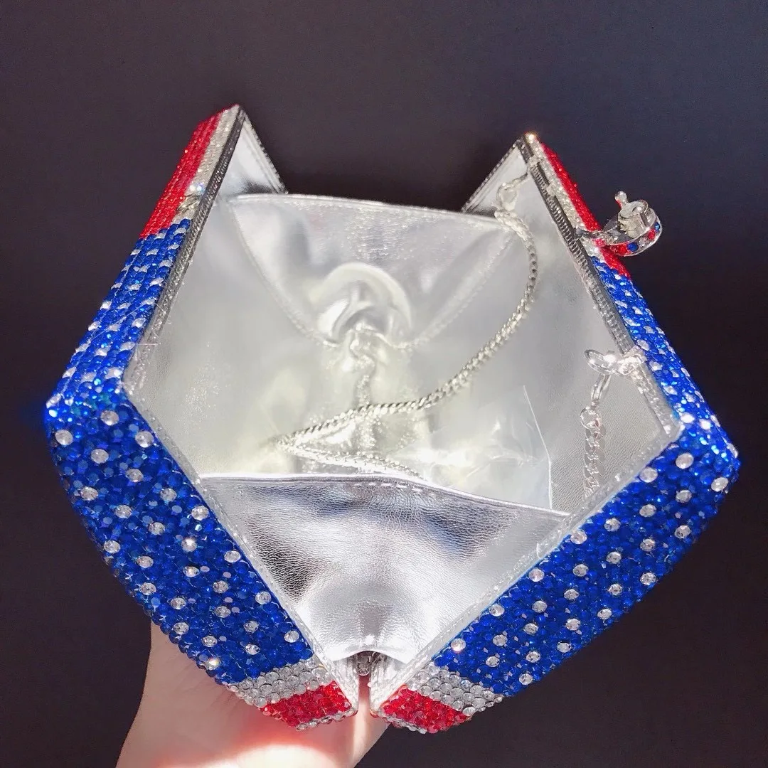 Imagem -05 - Embreagem Telefônica de Cristal com Corrente Diamante para Mulheres Estilo Bandeira Nacional Americana Bolsas Luxuosas para Senhoras Festa de Casamento Embreagens de Alta Qualidade