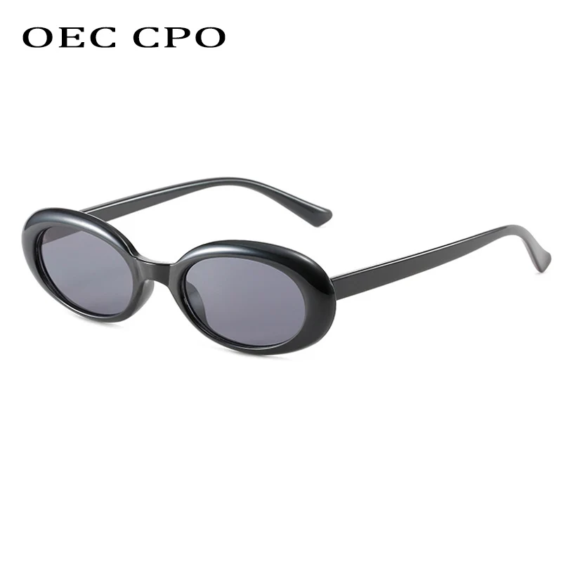 OEC CPO Vintage owalne okulary przeciwsłoneczne damskie modne małe okrągłe okulary przeciwsłoneczne damskie okulary Punk Leopard okulary UV400