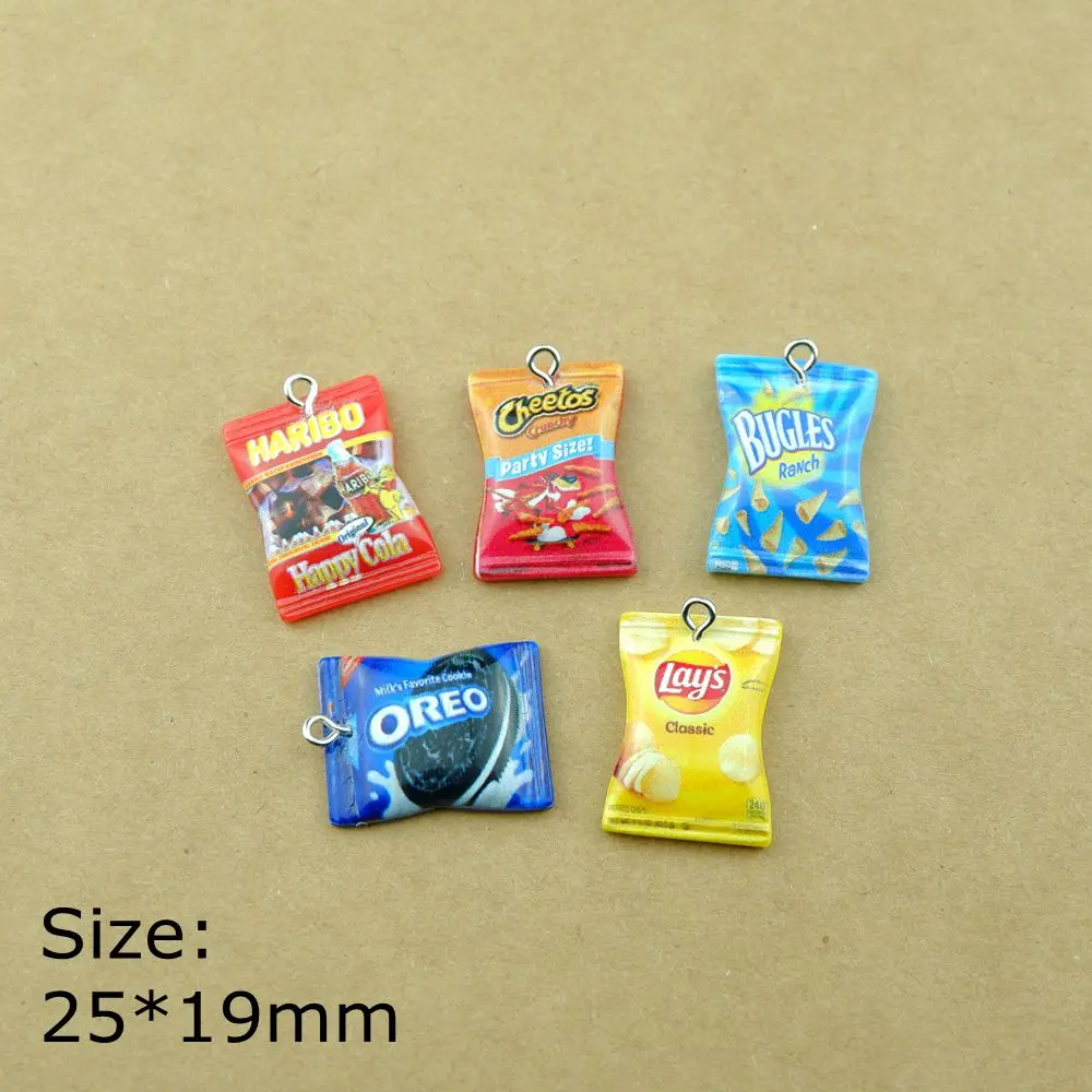 Resin Snacks Package Charms  Flat Back Cabochon Bracelets Necklace Earrings Making Accessories DIY Jewelry Pendants