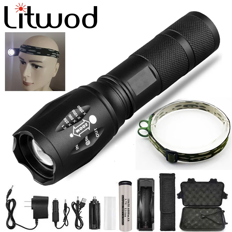 Utra Bright Led Flashlight T6/L2/V6 5 Switch Modes Waterproof Torch on the head lantern Camping Fishing Night working Outdoor