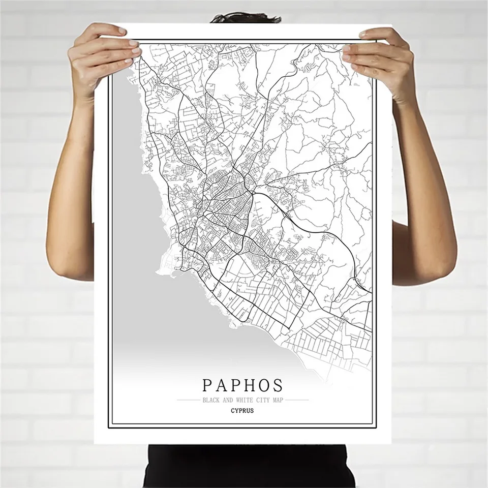 Cyprus Black and White City Map Poster Nordic Living Room Nicosia limassol Wall Art  Home Decor Canvas Painting Creative gift