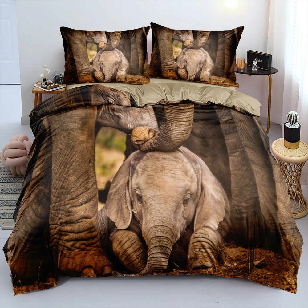 3D Camel Bed Linen Custom Design Elephant Duvet Cover Sets Pillow Sham King Queen Super King Twin Full Size Animal Bedclothes