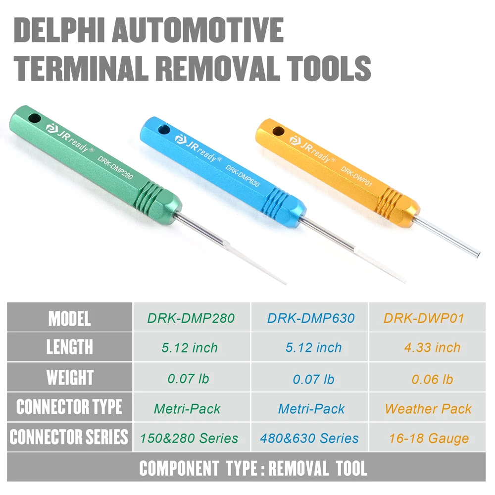 JRready ST5211 Kit DRK-DWP01 & DRK-DMP280 & DRK-DMP630 Removal Tool For Delphi Weather Pack & Metri-Pack Connectors