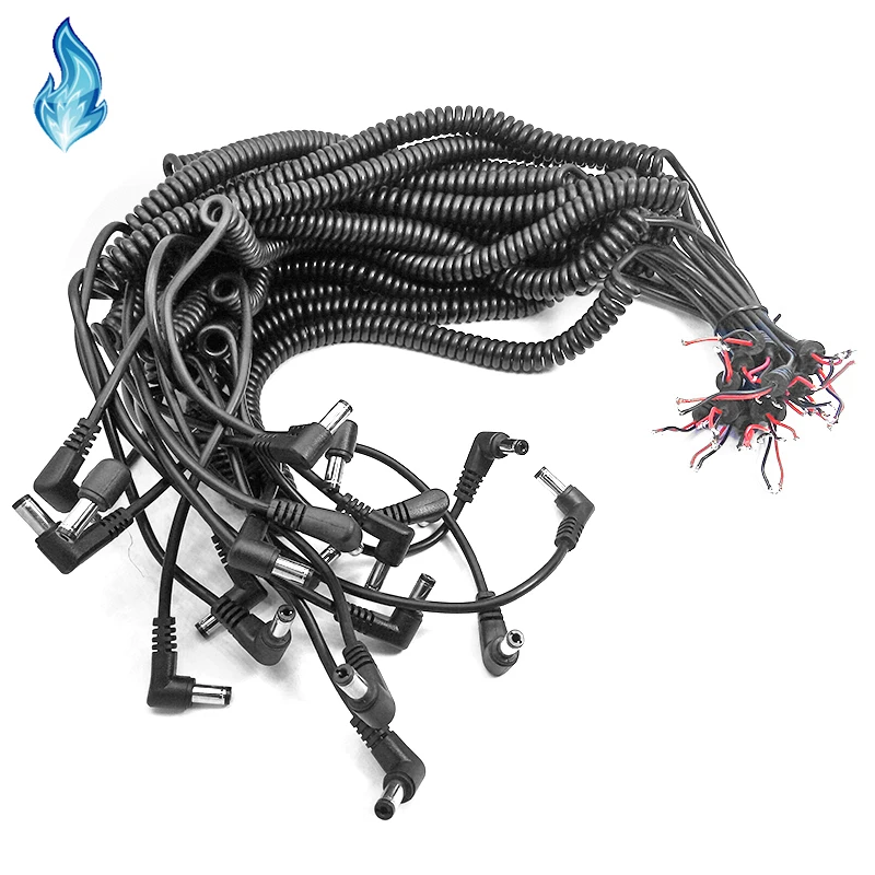 10PCS 5.5x2.5mm Male DC Plug Spiral Coiled Power Cable Wire Cord for Camera DC Coupler AC-PW20 NP-FZ100 DR-E6 DR-400 DMW-DCC3