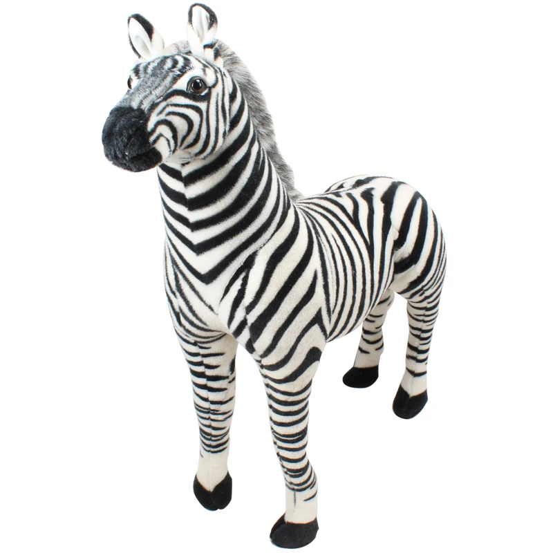 Dorimytrader 110cm Giant Simulation Standing  Animal Plush Toy Realistic Zebra for Children Gift Deco DY60310