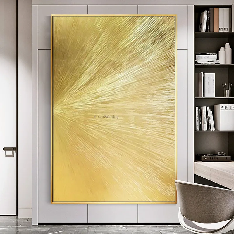 

Geometric golden canvas oil painting hand painted abstract texture painting picture for living room hotel decor bilder wall art