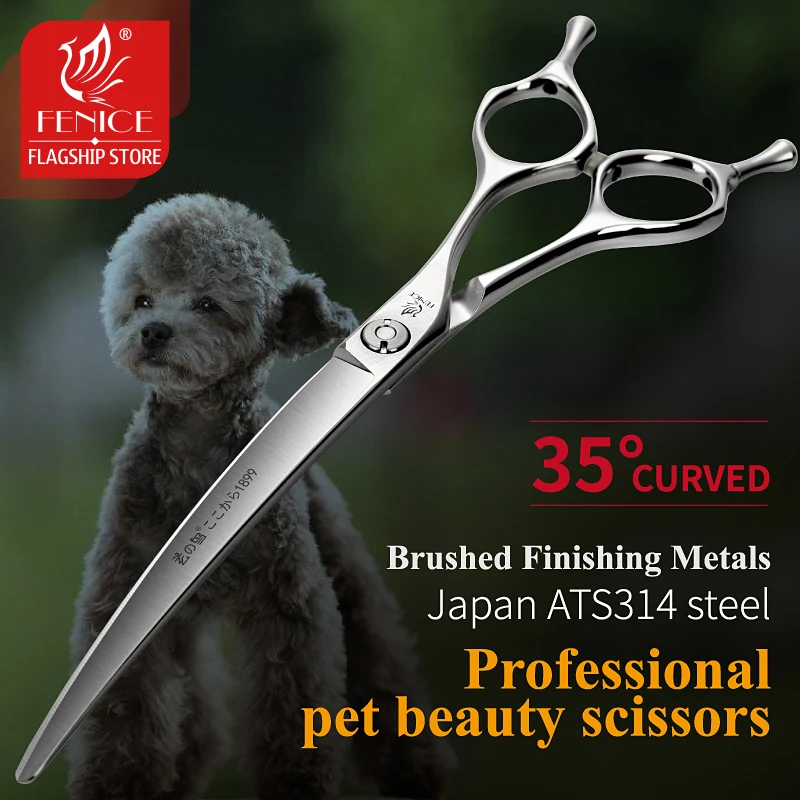 Fenice 7.0inch Pet Dog Professional Grooming Scissors Curved Shears High Class Japan ATS314 Stainless Steel for Groomers