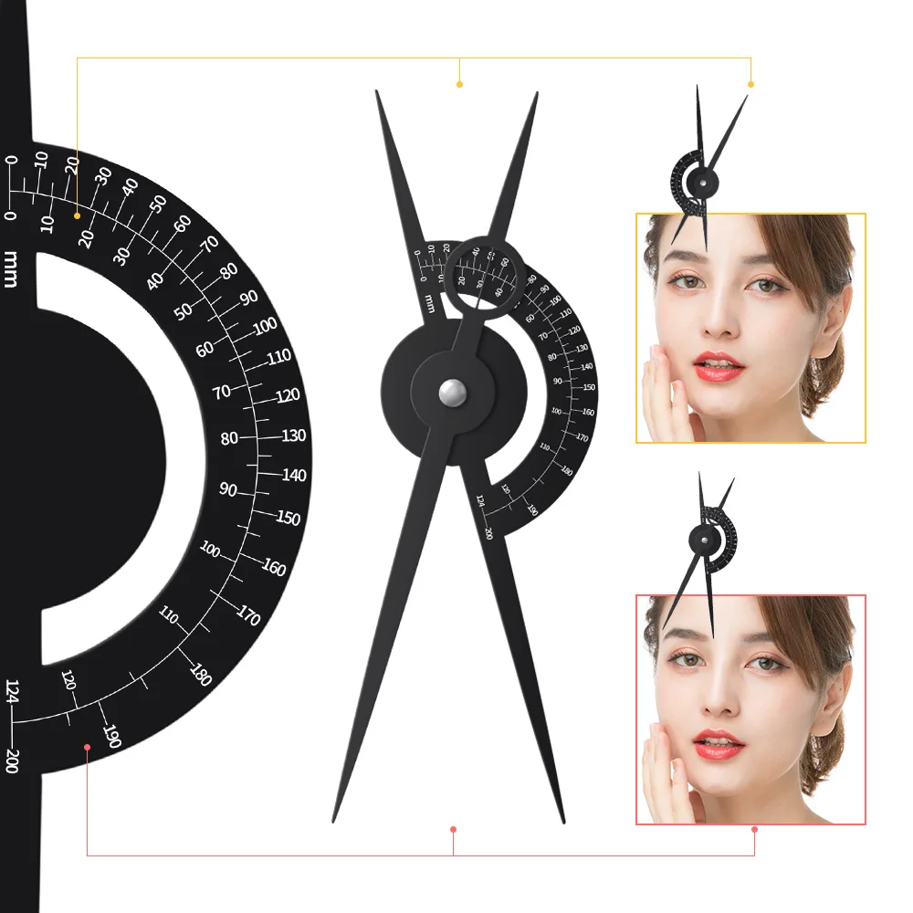 Professional Stainless Steel Isometric Golden Ratio Measurement Ruler 180° Permanent Makeup Stencil Caliper Beauty Tools