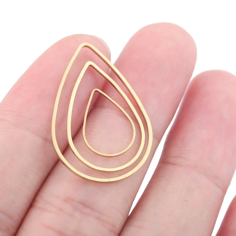 50pcs Raw Brass Teardrop Earrings Connectors Geometric Circle Resin Frame Linker Charms For Diy Drop Earrings Jewelry Making